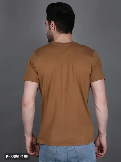 Stylish Brown Cotton Blend Printed T-Shirt For Men-thumb2