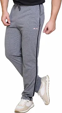 Stylish Grey Cotton Blend Regular Track Pants For Men-thumb3