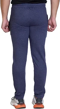 Stylish Blue Cotton Blend Regular Track Pants For Men-thumb1