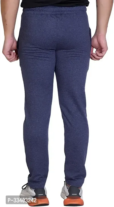 Stylish Blue Cotton Blend Regular Track Pants For Men-thumb2