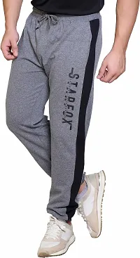 Stylish Grey Cotton Blend Regular Track Pants For Men-thumb3