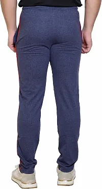 Stylish Blue Cotton Blend Regular Track Pants For Men-thumb1