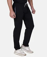 Stylish Black Cotton Blend Regular Track Pants For Men-thumb2