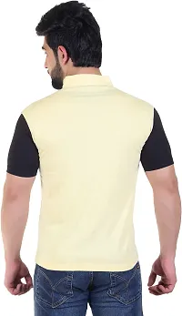 Stylish Yellow Cotton Blend Solid T-Shirt For Men-thumb1