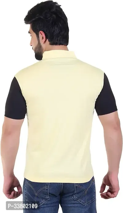 Stylish Yellow Cotton Blend Solid T-Shirt For Men-thumb2