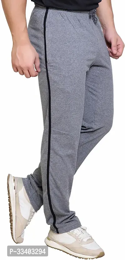 Stylish Grey Cotton Blend Regular Track Pants For Men-thumb3