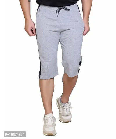 StarFox Men's Cotton Blend Regular Fit Capris | Bottom Wear with One Zipper Pocket-thumb0