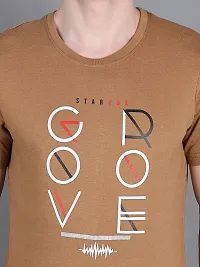 Stylish Brown Cotton Blend Printed T-Shirt For Men-thumb3