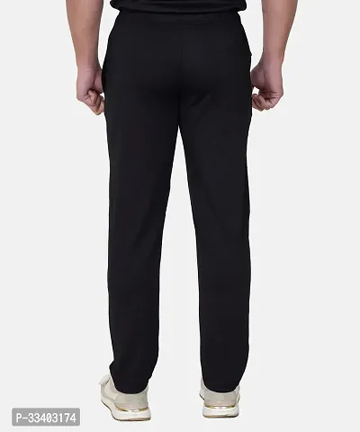 Stylish Black Cotton Blend Regular Track Pants For Men-thumb2