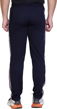 Stylish Navy Blue Polyester Regular Track Pants For Men-thumb1