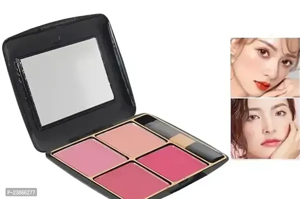 Feb Secret 4 Colour Blusher Highliter Pallete With Brush For Girls And Women Muliticolour-thumb0