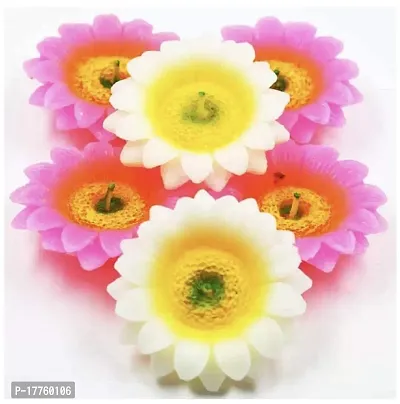 Floating Wax Candle Multicolor Flower Glittered Tealight for Diwali (Multicolour)-thumb2