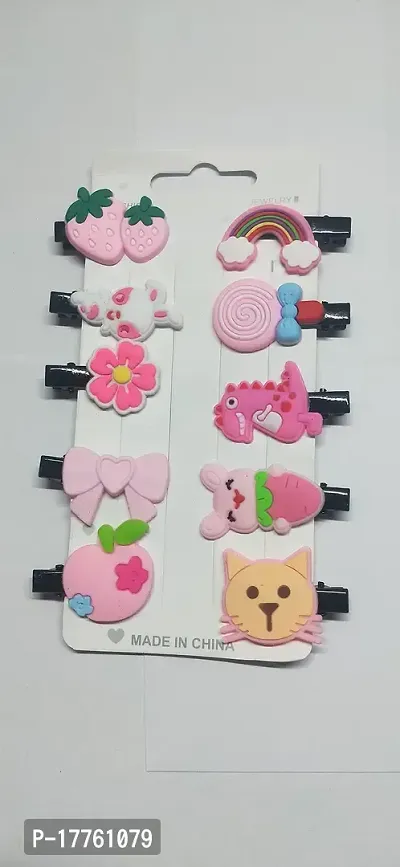 Multi Shapes Cute Hair Clips | Alligator Clips | Hair Pins For Baby | Kids Girls. Multicolor (PACK OF 10 PIECES) With 2 Gift