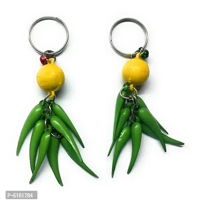 Green Chilli keychain set of 2