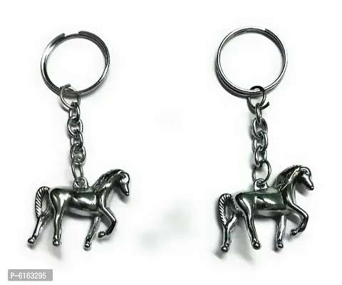 Horse Metal Keychain/Keyring (Silver)-thumb0