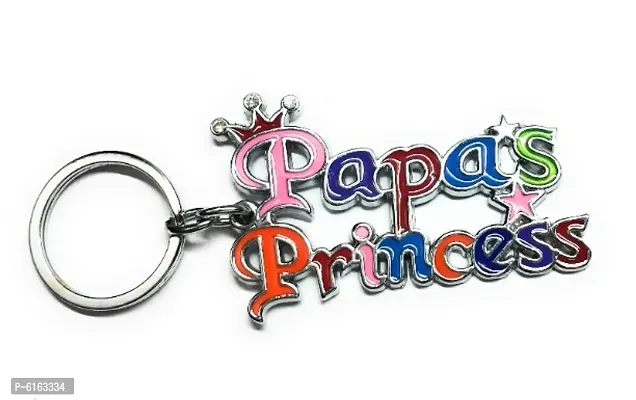 Papas Princess Metal Keychain Keyring (Multicolour)-thumb0