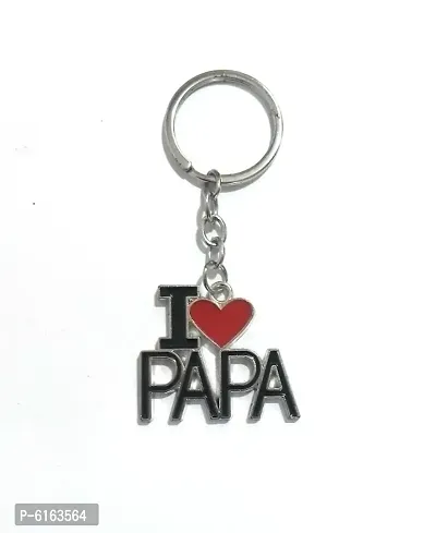 I Love PAPA | Fathers Day Gift Metal Keychain for Car Bike Men Women Keyring (Black/Red)-thumb0