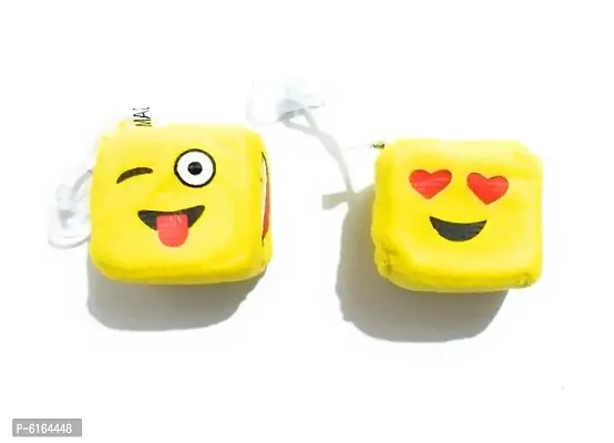 Square Emoji Face Plush Soft Cushion Fluffy Smiley Keyrings and Keychains Car Glass Holder Set Of 2 Any face Combo-thumb0