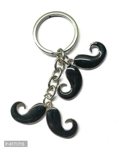 Stylish Doule Moustache Mooch Beard Stainless Steel Keychain Keyring Gift Mooch Metal Keychain for Car Bike Men Keyring-thumb0