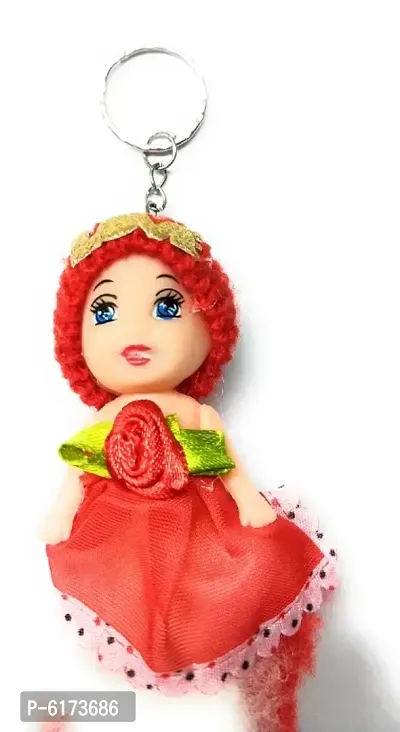 Cute Red Soft Mini Doll Keychain Multi Color For girls-thumb0