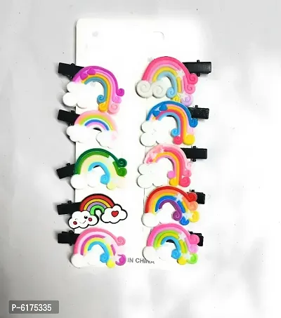 Rainbow Hair Pins / hair clips hair accessories for kids girls toddlers baby ( pack of 10 pins )-thumb0