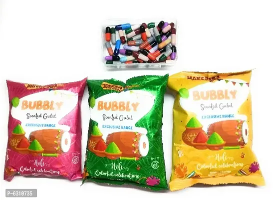 Holi Festive Combo Bubbly Natural Organic Colour (Gulal) With Water Colour Capsule-thumb0