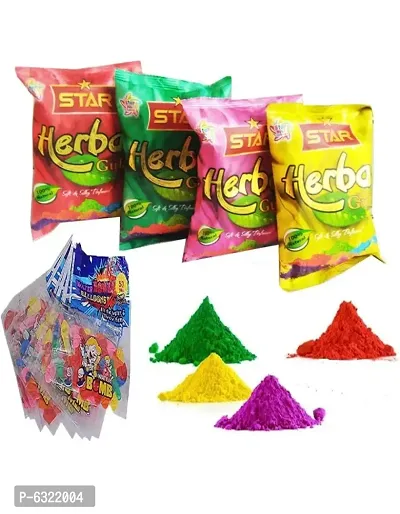 Holi Festive Colour (Gulal) With Balloons Combo pack of 5-thumb0