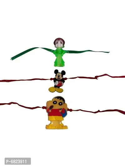 Kids Cartoon Lighting  Rubber Rakhi Pack Of 3-thumb0