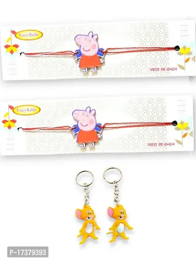 Kids Fancy Cartoon Rakhi Combo Pack Of 2 With 2 Keycahin