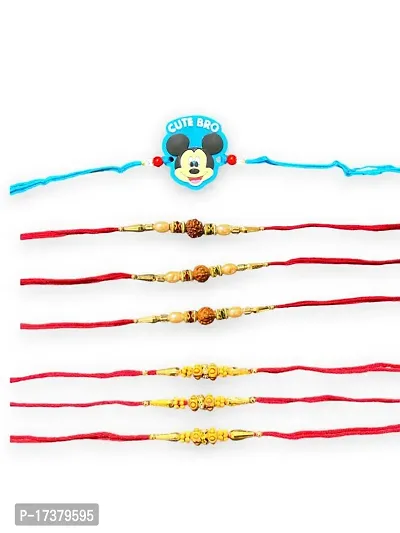 Kids Fancy Cartoon Rakhi  Family Combo Set Of 7