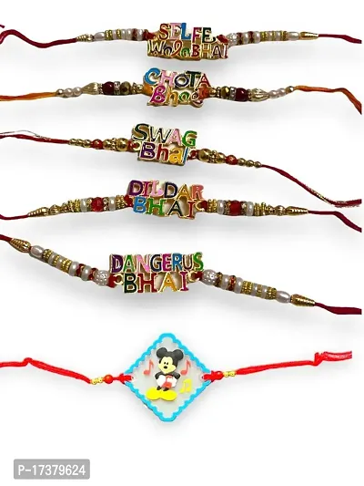 Kids Fancy Cartoon Rakhi combo Set Of 6-thumb0