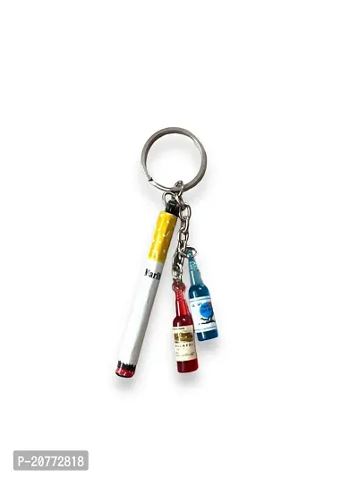 Wine Bottel Cigarette Unique PVC Keychain For Boys Wine Lovers Set of 1