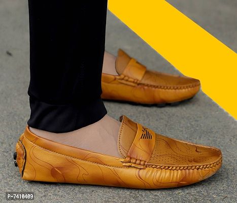 Trendy Mesh Tan Outdoor Loafers Shoes For Men-thumb0