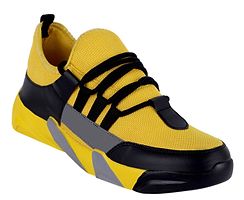Trendy Mesh Yellow Sports Running Outdoor Sneakers Shoes For Men-thumb1