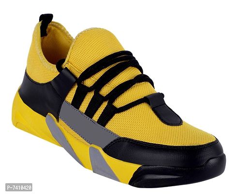 Trendy Mesh Yellow Sports Running Outdoor Sneakers Shoes For Men-thumb2