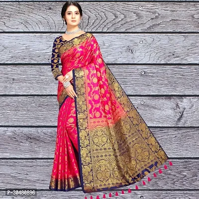 Beautiful Pink Cotton Silk Jacquard Saree For Women