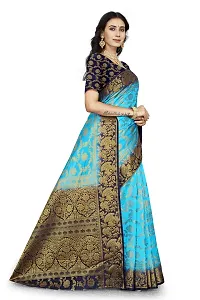 Beautiful Blue Cotton Silk Jacquard Saree For Women-thumb2