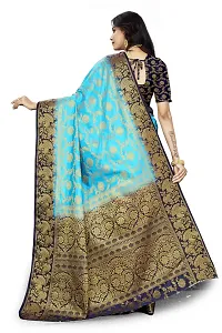 Beautiful Blue Cotton Silk Jacquard Saree For Women-thumb3