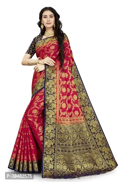 Beautiful Red Cotton Silk Jacquard Saree For Women