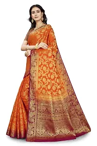 Beautiful Orange Cotton Silk Jacquard Saree For Women-thumb3