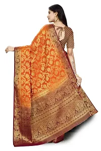 Beautiful Orange Cotton Silk Jacquard Saree For Women-thumb1