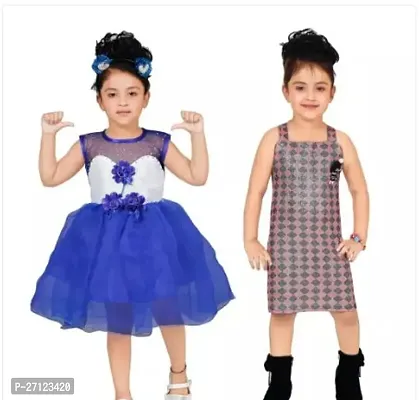 Stunning Silk Blend Self Pattern Dresses For Girls- 2 Pieces