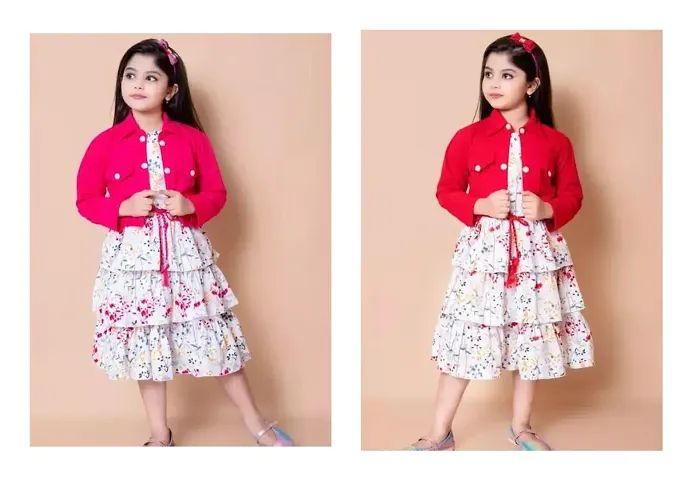 Stunning Dresses with Jacket Set For Girls- Pack Of 2