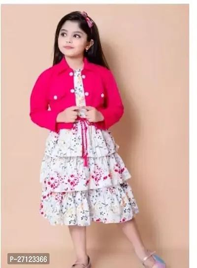 Stunning Cotton Printed Dresses with Jacket Set For Women-thumb0