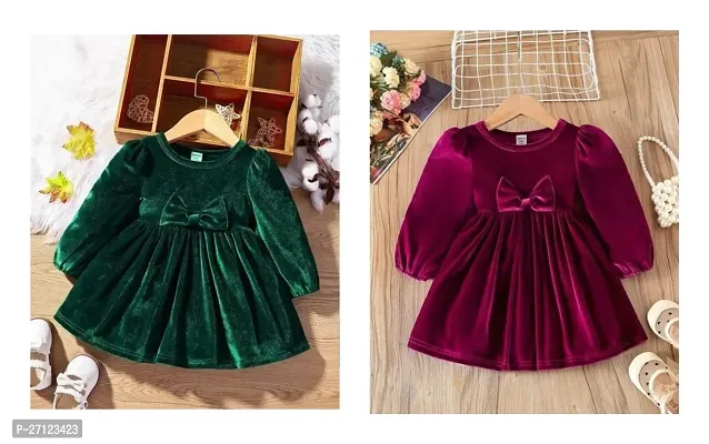 Stunning Viscose Solid Frocks For Girls- 2 Pieces