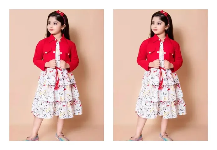 Stunning Dresses with Jacket Set For Girls- Pack Of 2