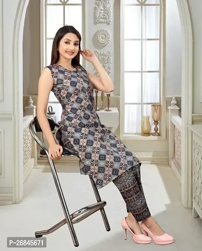 Stylish Cotton Blend Purple Printed Kurta Bottom Set For Women