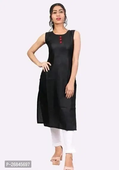 Stylish Cotton Black Solid Kurtis For Women-thumb0