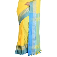 CHHANDA HANDLOOM SAREES Women's Jamdani Cotton Saree With Blouse Piece (CH 68_Yellow)-thumb3
