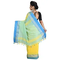 CHHANDA HANDLOOM SAREES Women's Jamdani Cotton Saree With Blouse Piece (CH 68_Yellow)-thumb1
